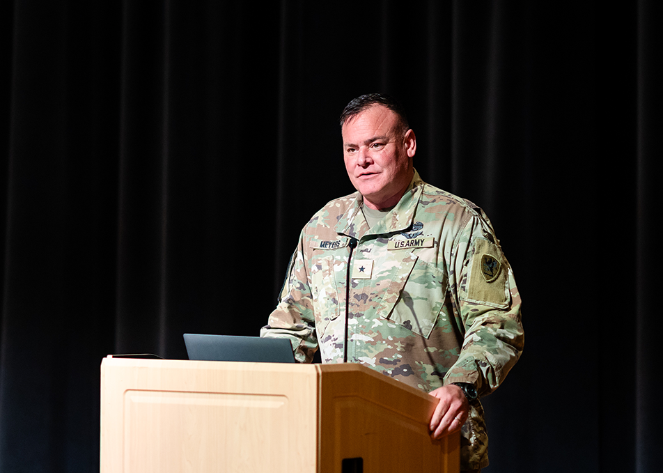 B.G. Meyers speaking at ARC Annual Review 2025 during his keynote presentation: From Lab to Warfighter Faster: Methods and Partners for Transition