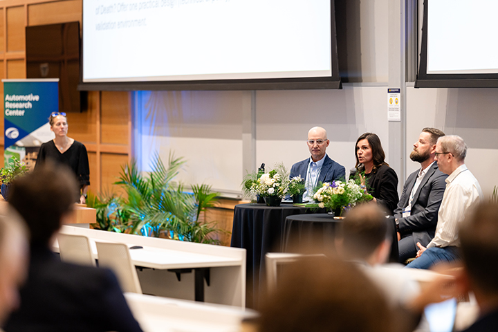 Panelists Scott James, Jillyn Alban, Warren Sponsler, and Todd Allen participate in a discussion moderated by Kira Barton.