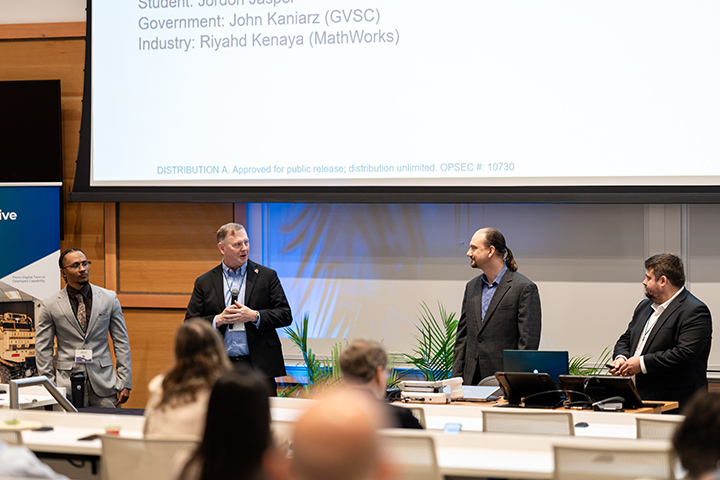 Jordan Jasper, Prof. Daniel Carruth, John Kaniarz, and Prof. Christoper Hudson presenting at ARC Annual Review.